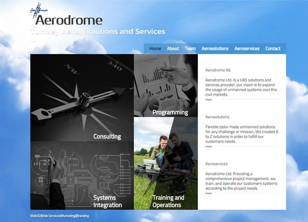 הקמת אתר אינטרנט תדמיתי: Aerodrome – פתרונות כטב"מים