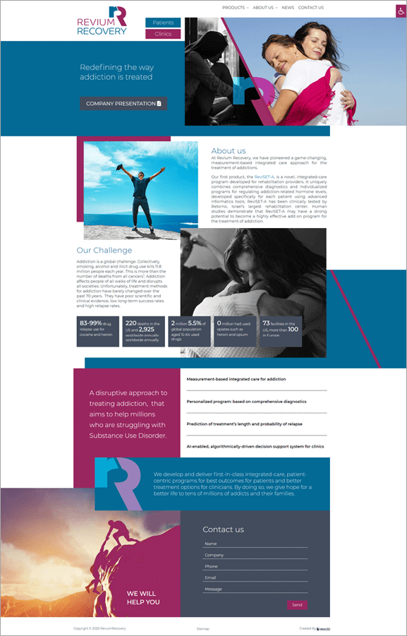 Revium Recovery איפיון אתר אינטרנט רפואי Revium Recovery איפיון אתר אינטרנט רפואי