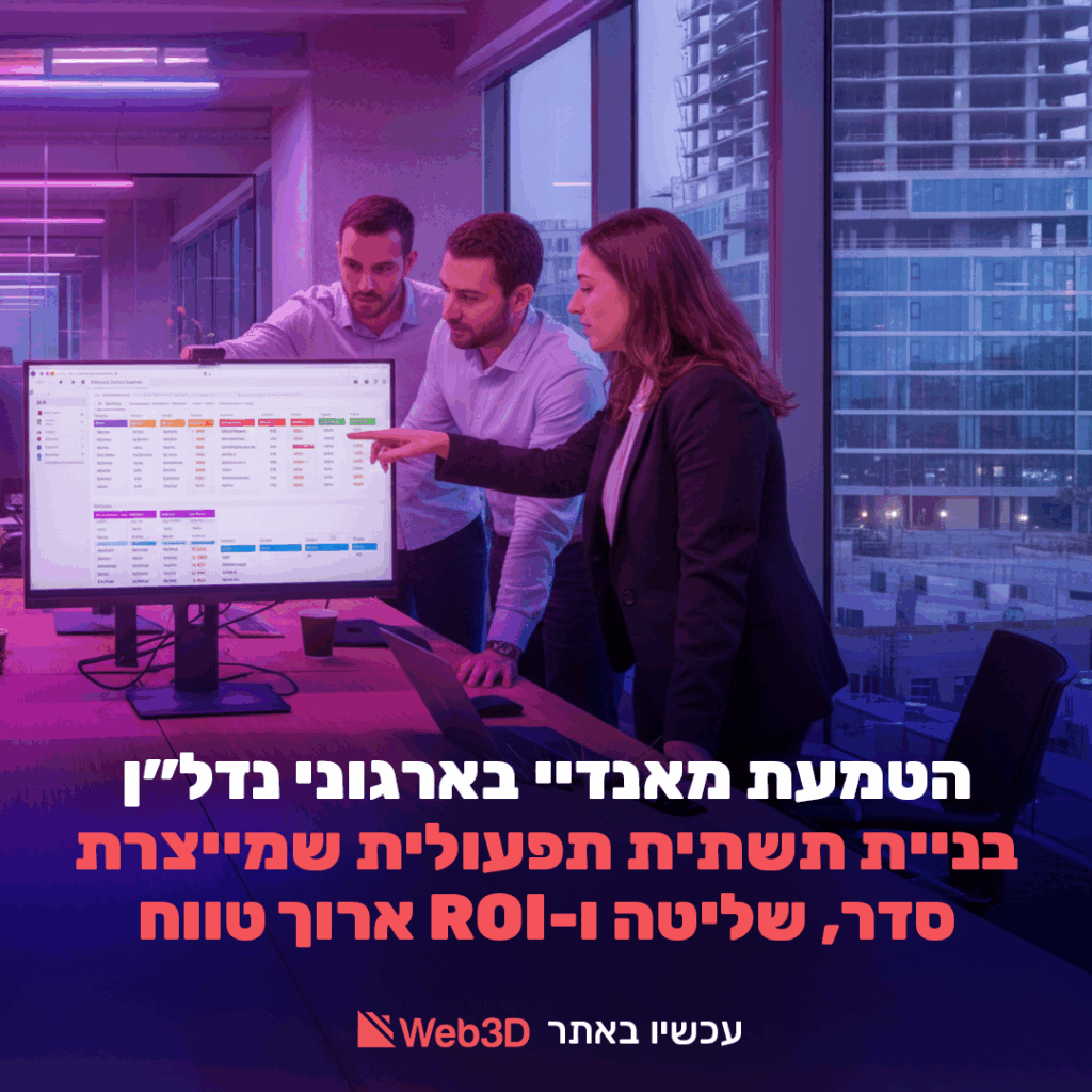 עובדים במשרד מול מסך מאנדיי